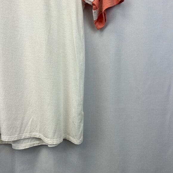 Mai Soli Womens Ivory Coral Short Sleeve Round Neck Pullover T-Shirt Size Small - Picture 7 of 10